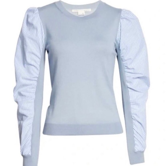 Veronica Beard Sweaters - Veronica Beard Adler Mixed Media Merino Wool Long Sleeve Striped Sweater NWT L
